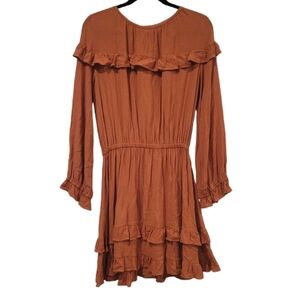 Rachel Pally Boho Dress Cider color Ruffle trim Size Large